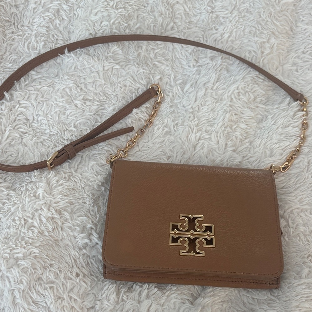 Tory Burch Tan Crossbody Bag with Gold Accents
